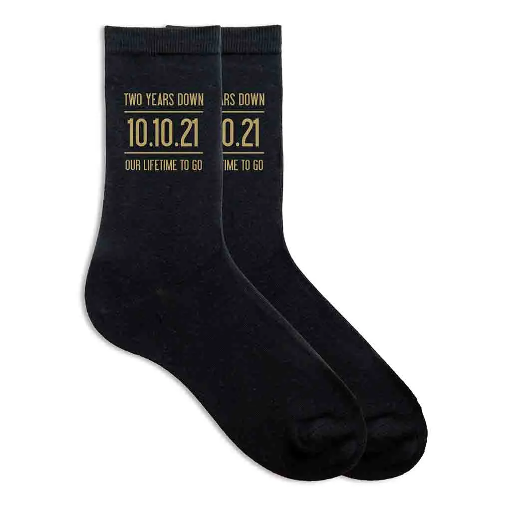 2 Years Down Our Lifetime To Go, Anniversary Socks for Him