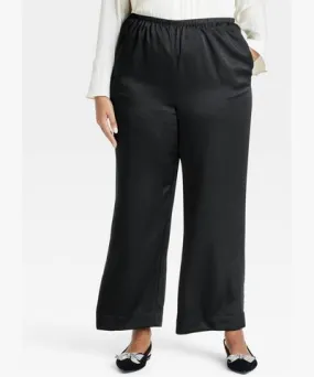 A New Day Women's Mid-Rise Straight Leg Satin Pull-On Pants