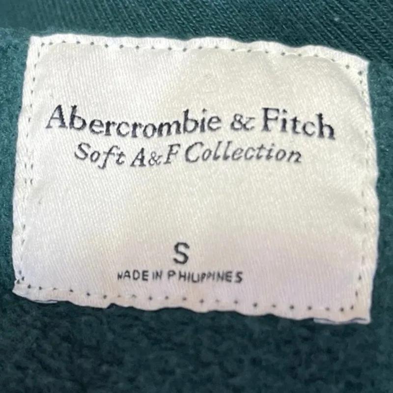 Abercrombie & Fitch Womens Green Half Zip Pullover Crop Sweatshirt Sweater Top S