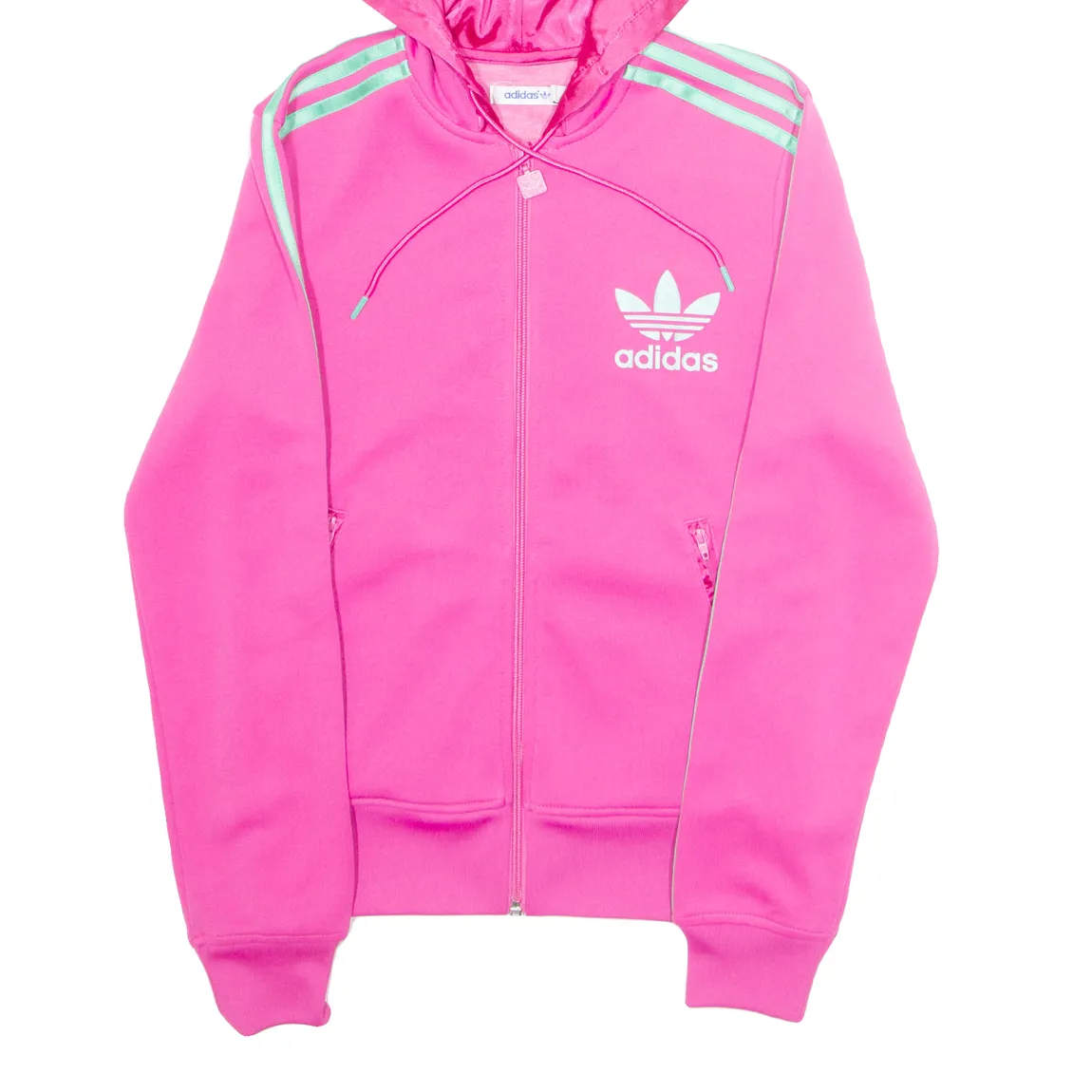 ADIDAS Womens Pink Hoodie Full Zip S