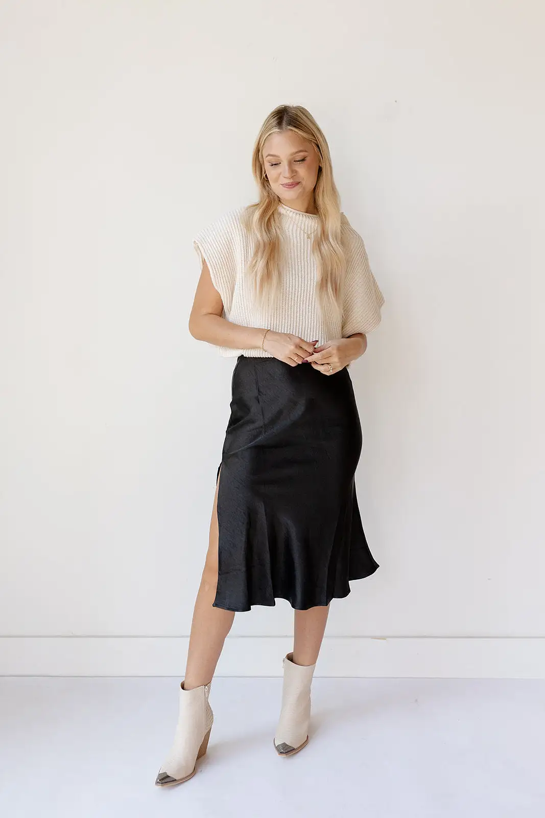 alexia silk satin skirt