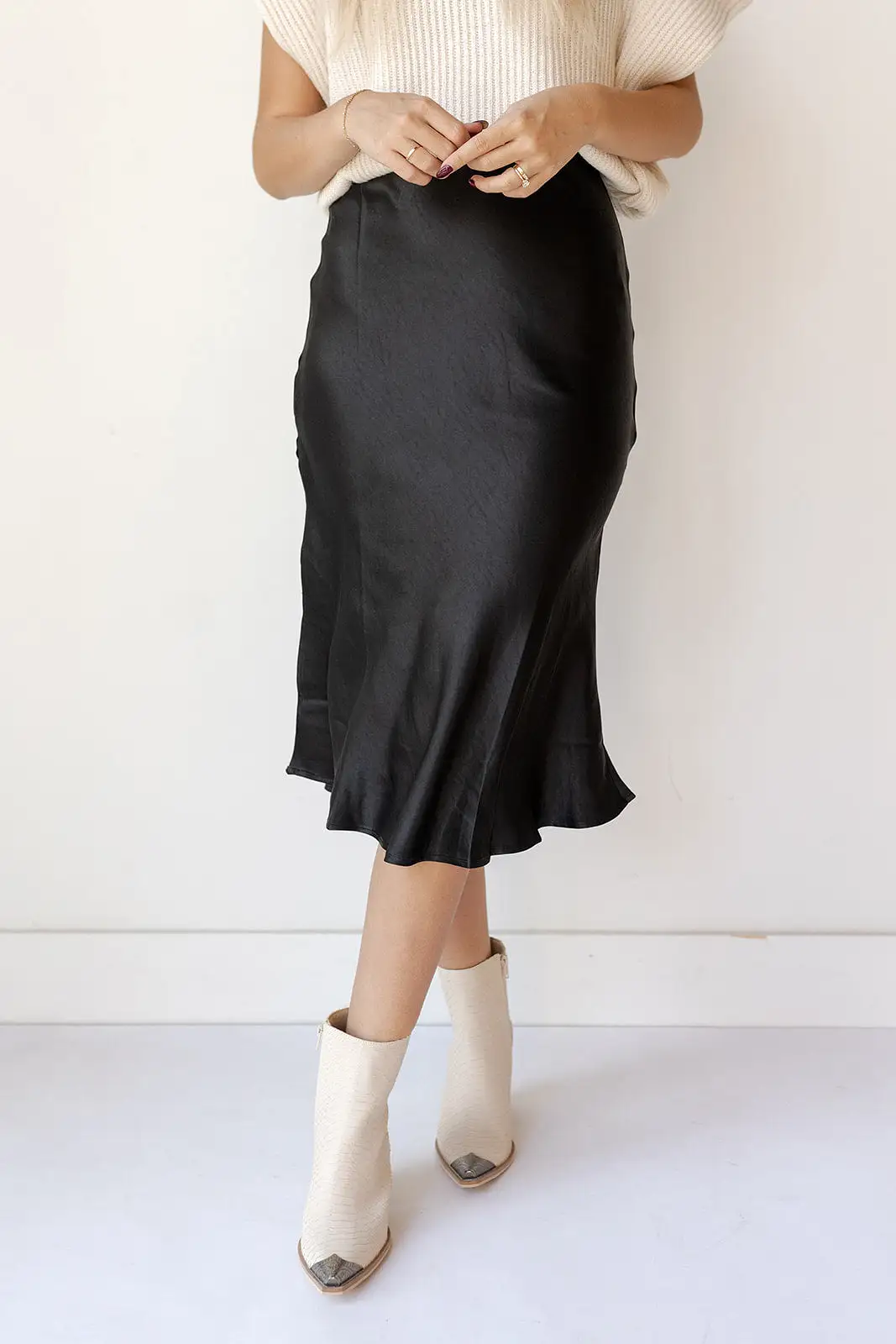 alexia silk satin skirt