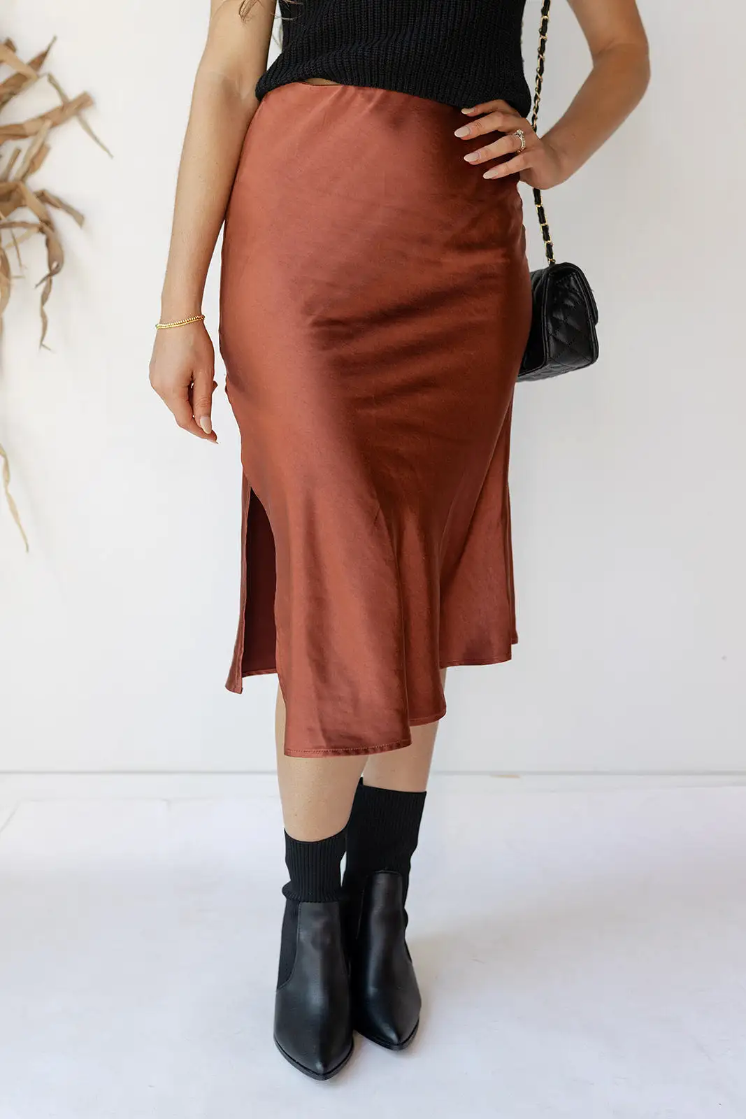 alexia silk satin skirt