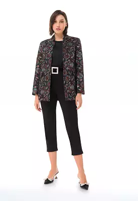 Allover Floral Lurex Jacquard Blazer