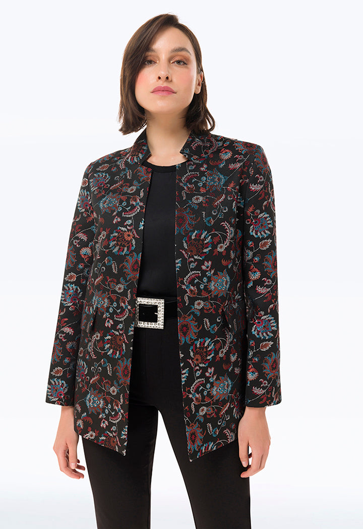 Allover Floral Lurex Jacquard Blazer