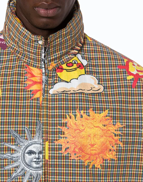 Allover Sun Smiley Print Cotton Windbreaker