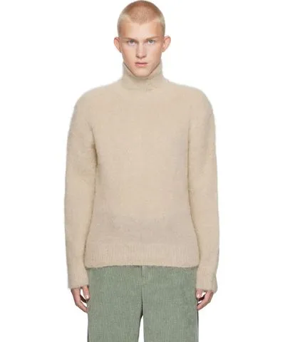 AMI PARIS Beige Alpaca Mohair Brushed Turtleneck