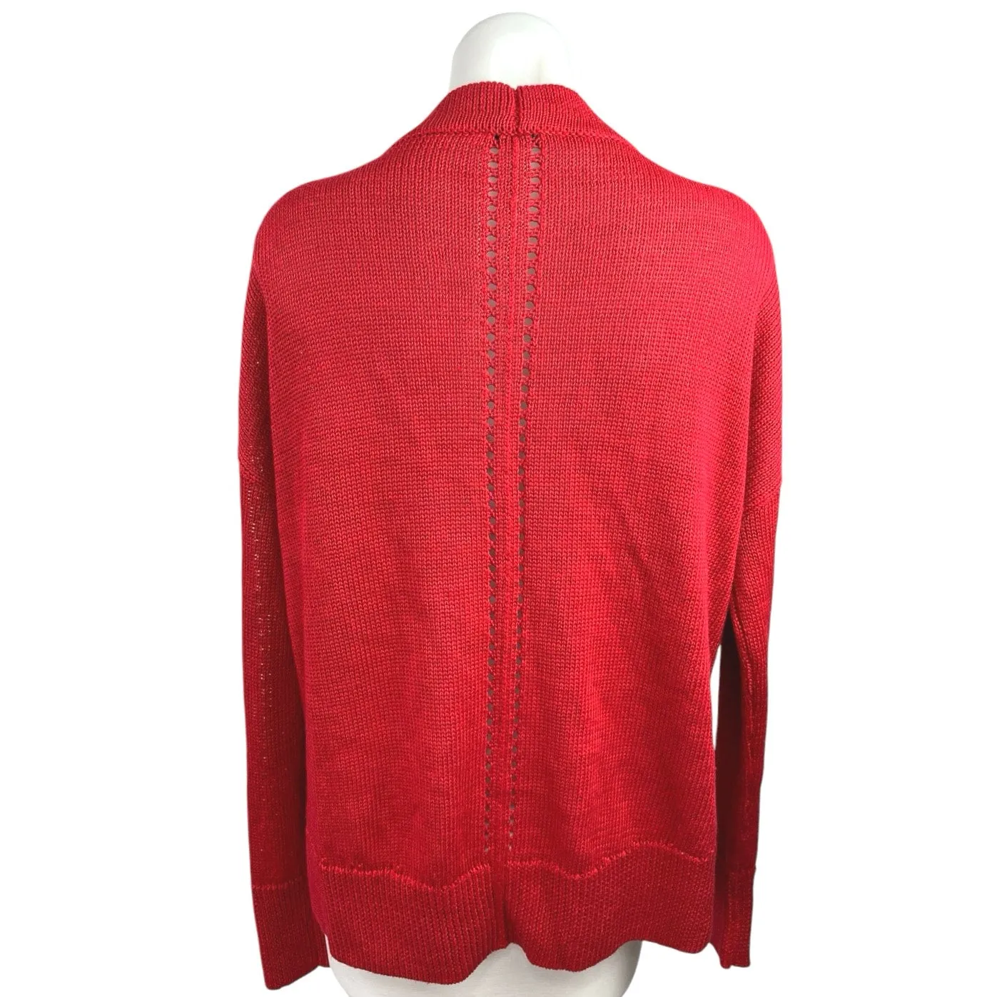 Argent Red Knit Pocket Oversized Cozy Button Down Cardigan Sweater Top Size S