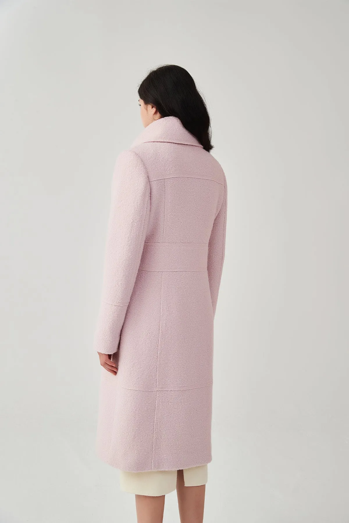 Asymmetrical Lapel Zip Up Long Wool Coat