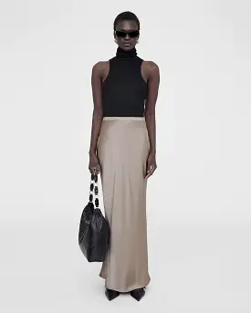 BAR SILK MAXI SKIRT / TAUPE