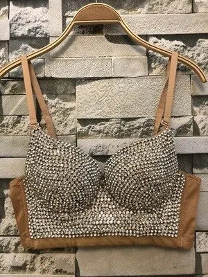 Beading Diamond Sexy NightClub Party Women Top Push Up Summer Cami Top Bralette Bra To Wear Out Corset Top