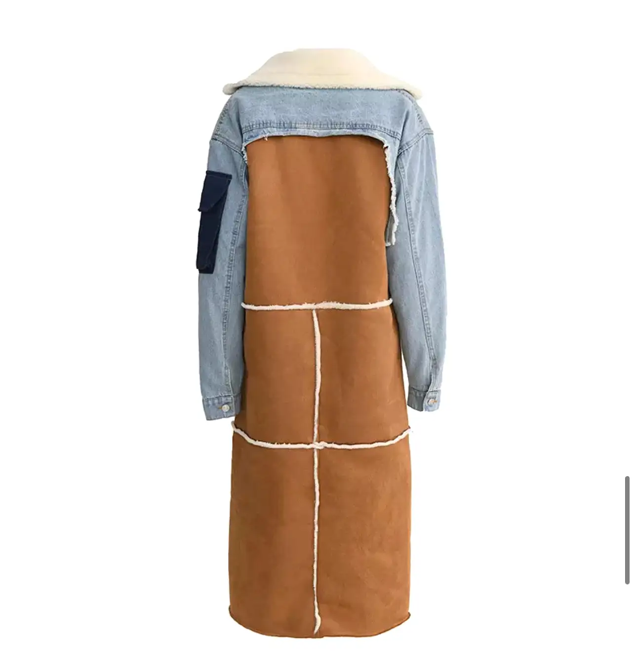 BELTED WOOL TRENCH DENIM JACKET