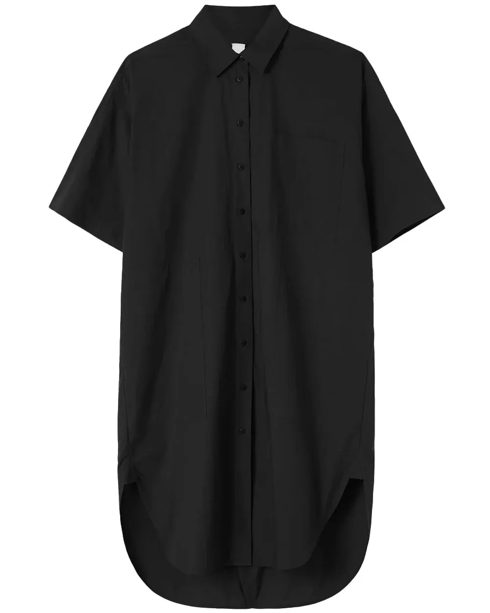 Black Poplin Short Sleeve LM Shirt Dress