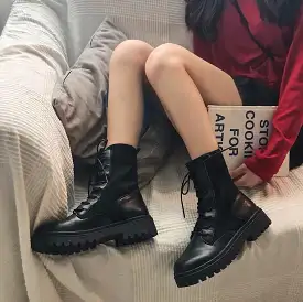 Black Shiny Marten Boots