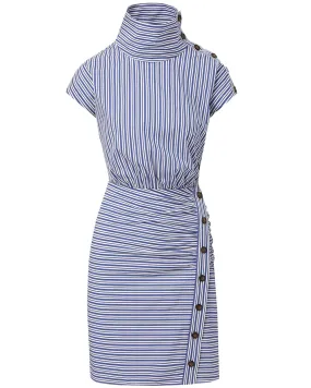 Blue and Off White Stripe Arabel Dress