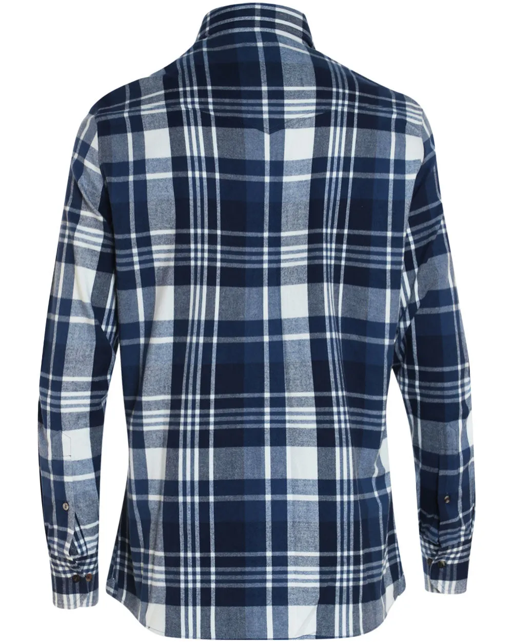 Blue and White Cotton Plaid Sportshirt