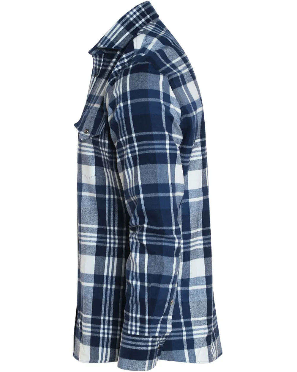 Blue and White Cotton Plaid Sportshirt