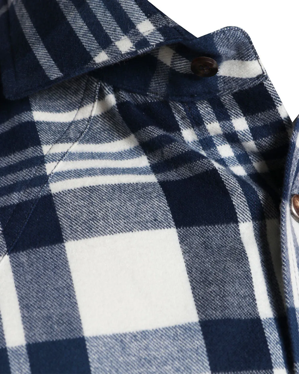 Blue and White Cotton Plaid Sportshirt