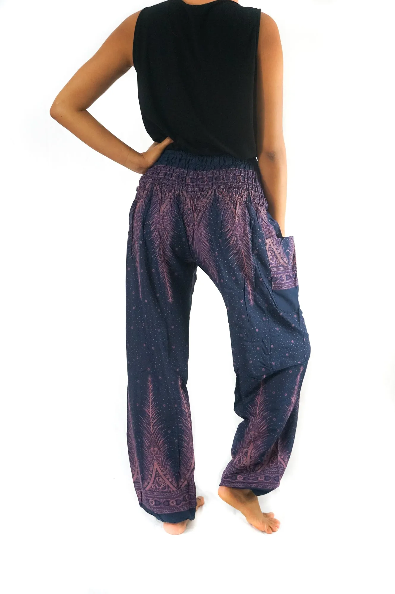 Blue PEACOCK Women Boho Pants Hippie Pants Yoga Pants