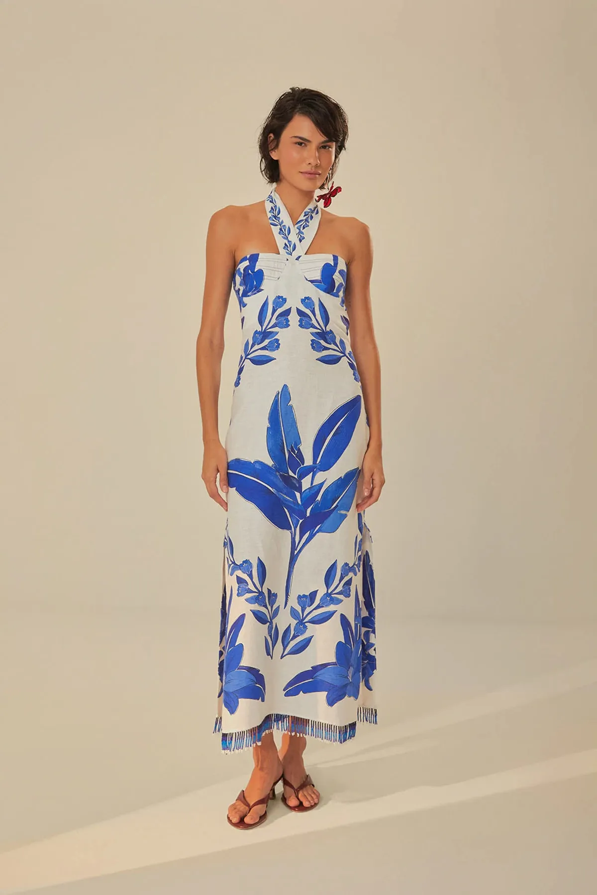 Blue Yard Halter Maxi Dress