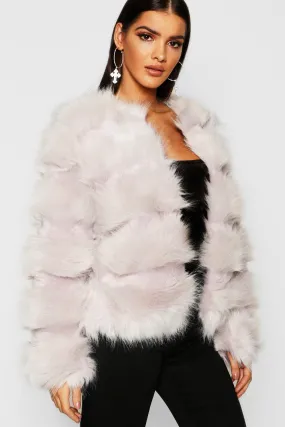 Boutique Panelled Faux Fur Coat