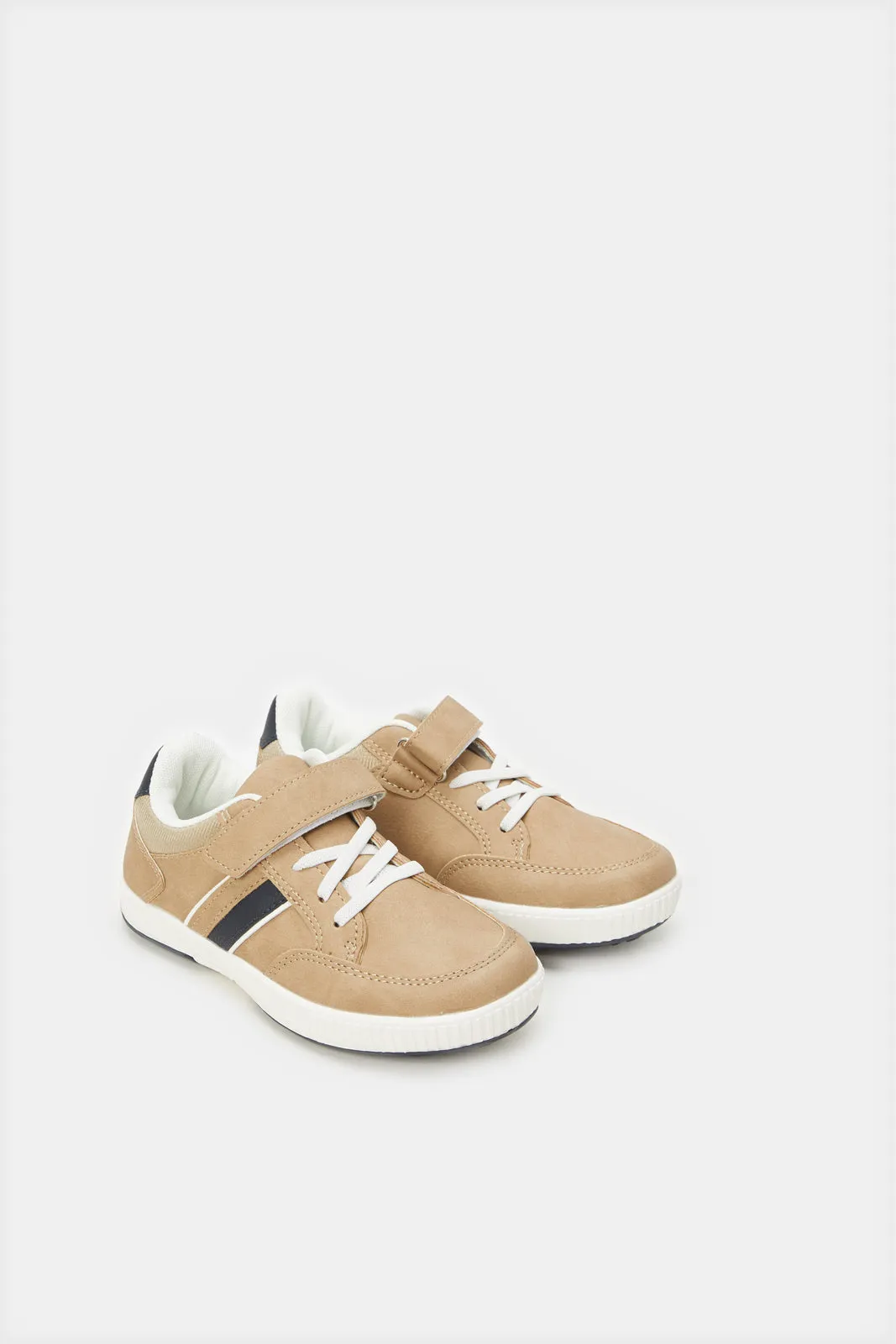 Boys Brown Material Block Sneakers