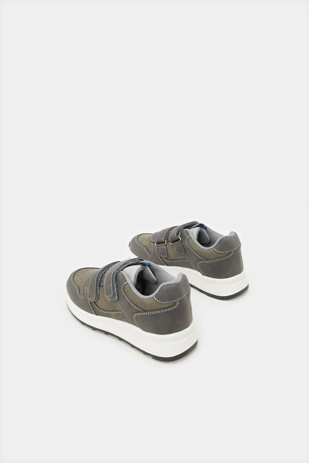 Boys Charcoal Material Block Sneakers