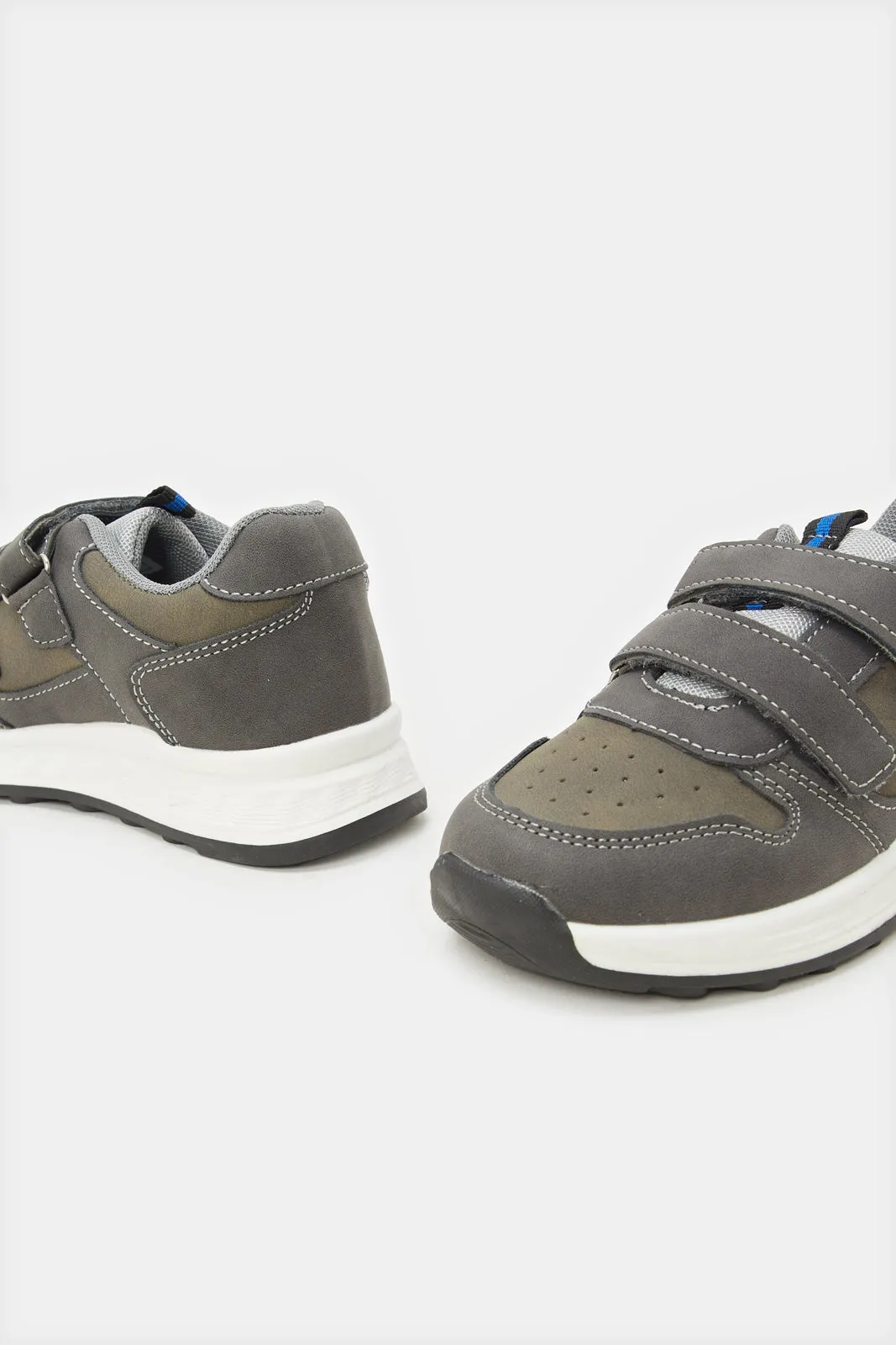 Boys Charcoal Material Block Sneakers