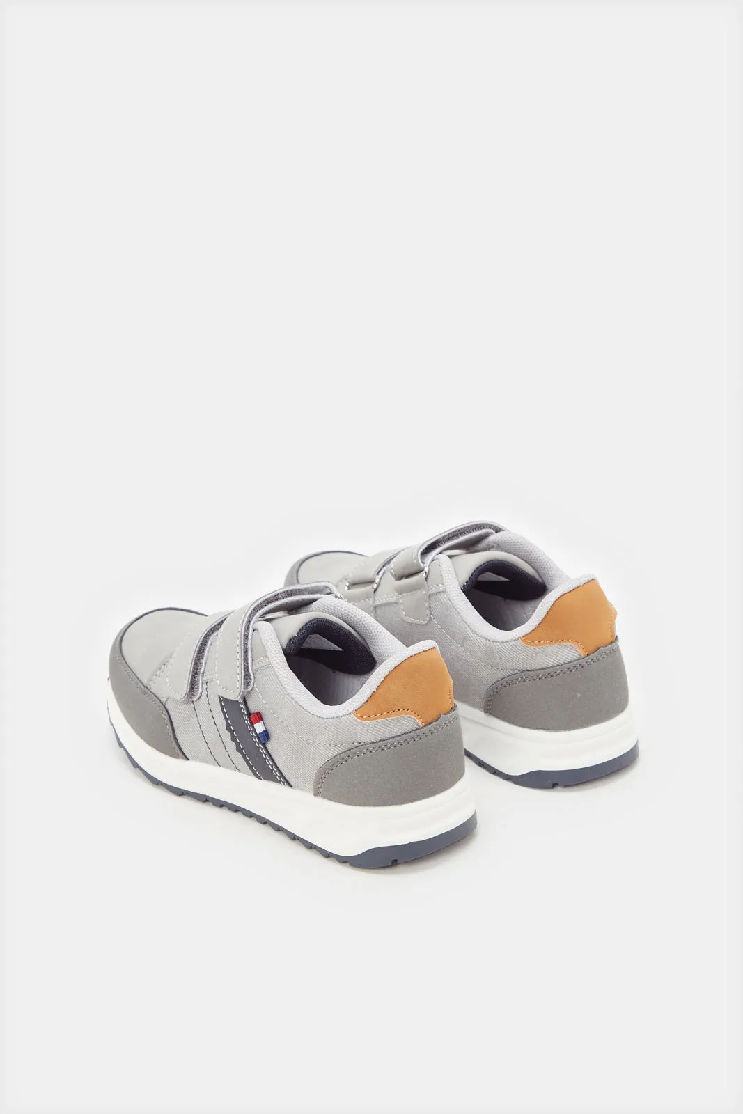 Boys Grey Material Block Sneakers