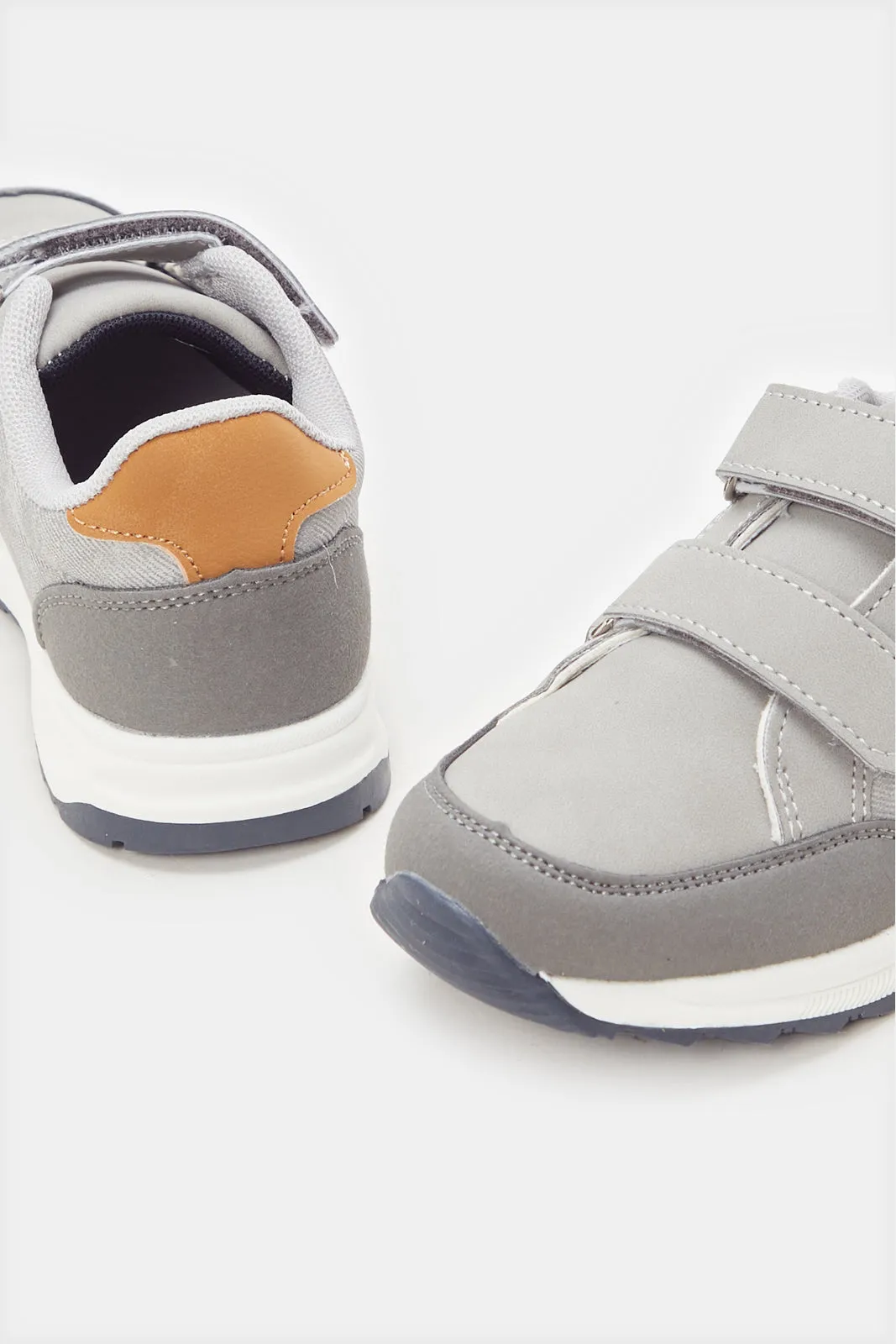 Boys Grey Material Block Sneakers