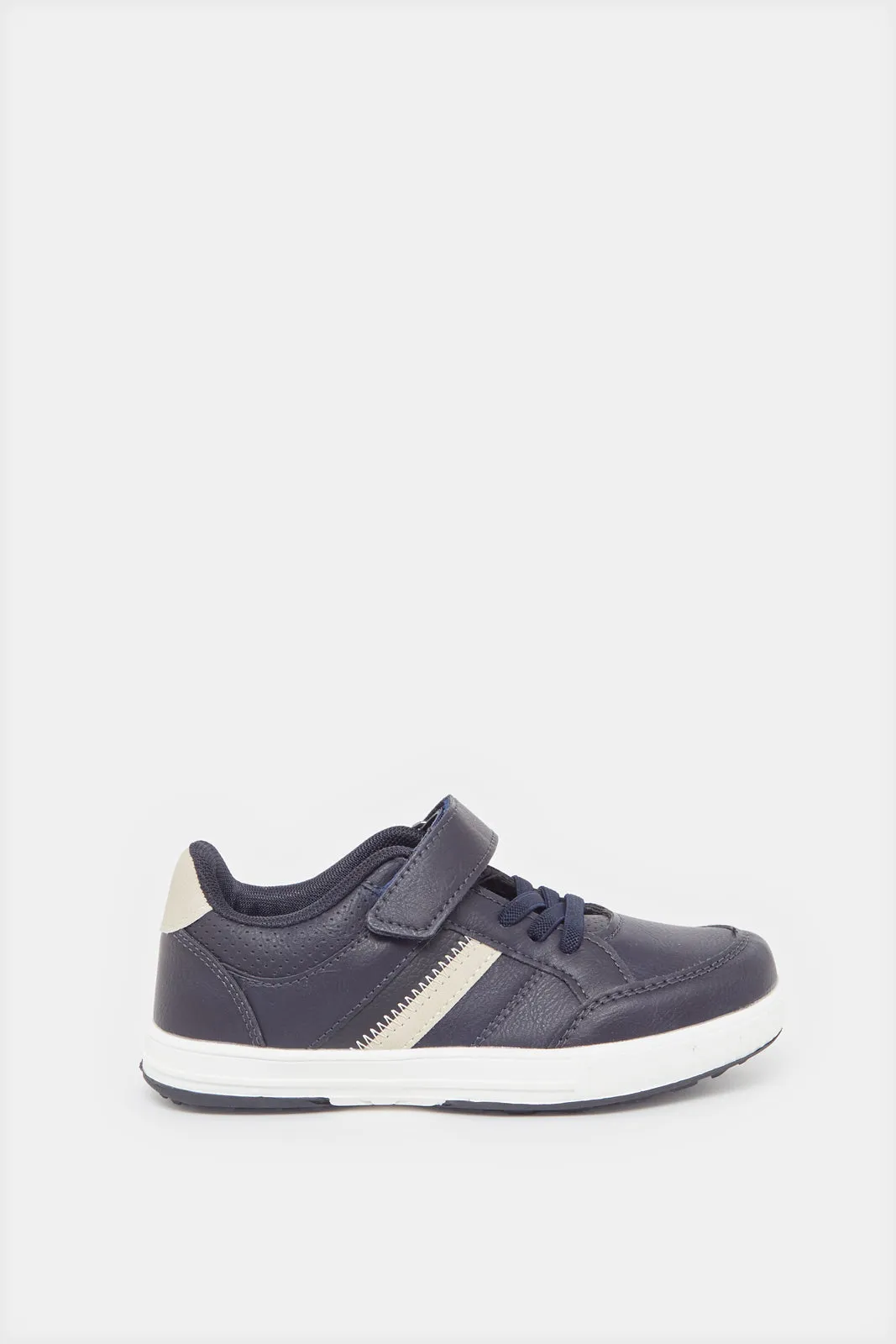 Boys Navy Textured Sneakers