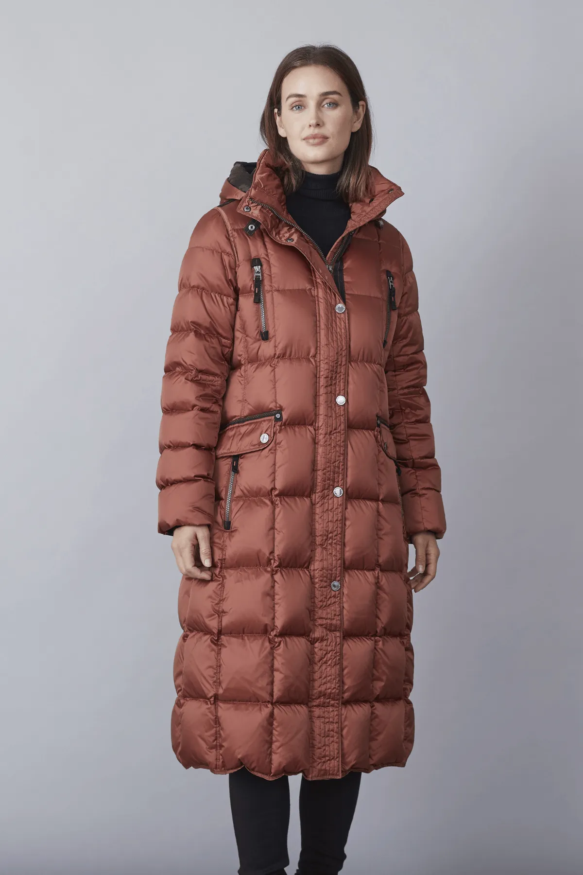 BRENDA Full-Length Down Coat with Detachable Hood 1160