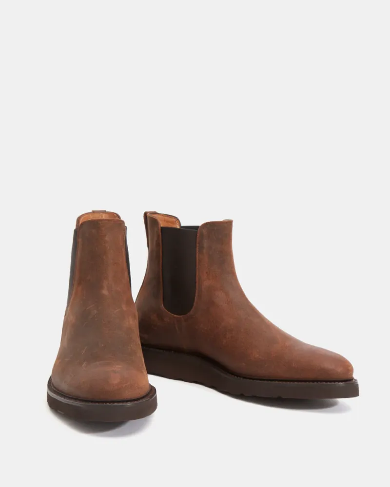 Brown Waxed Suede Lightweight Chelsea Boot