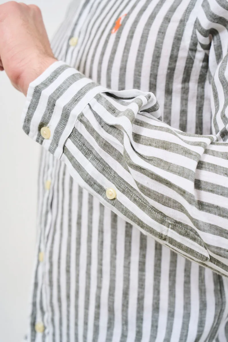 Camicia uomo a righe di lino