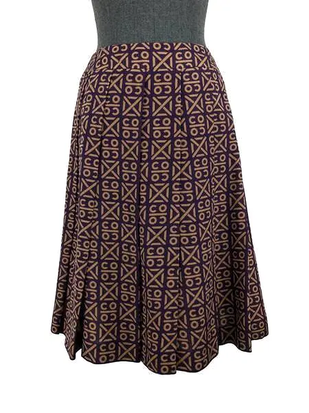 Chanel Printed Silk Pleated Skirt Size S