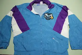 Charlotte Hornets Vintage Sewn Patch Champion Zip Up Lined Baketball Windbreaker