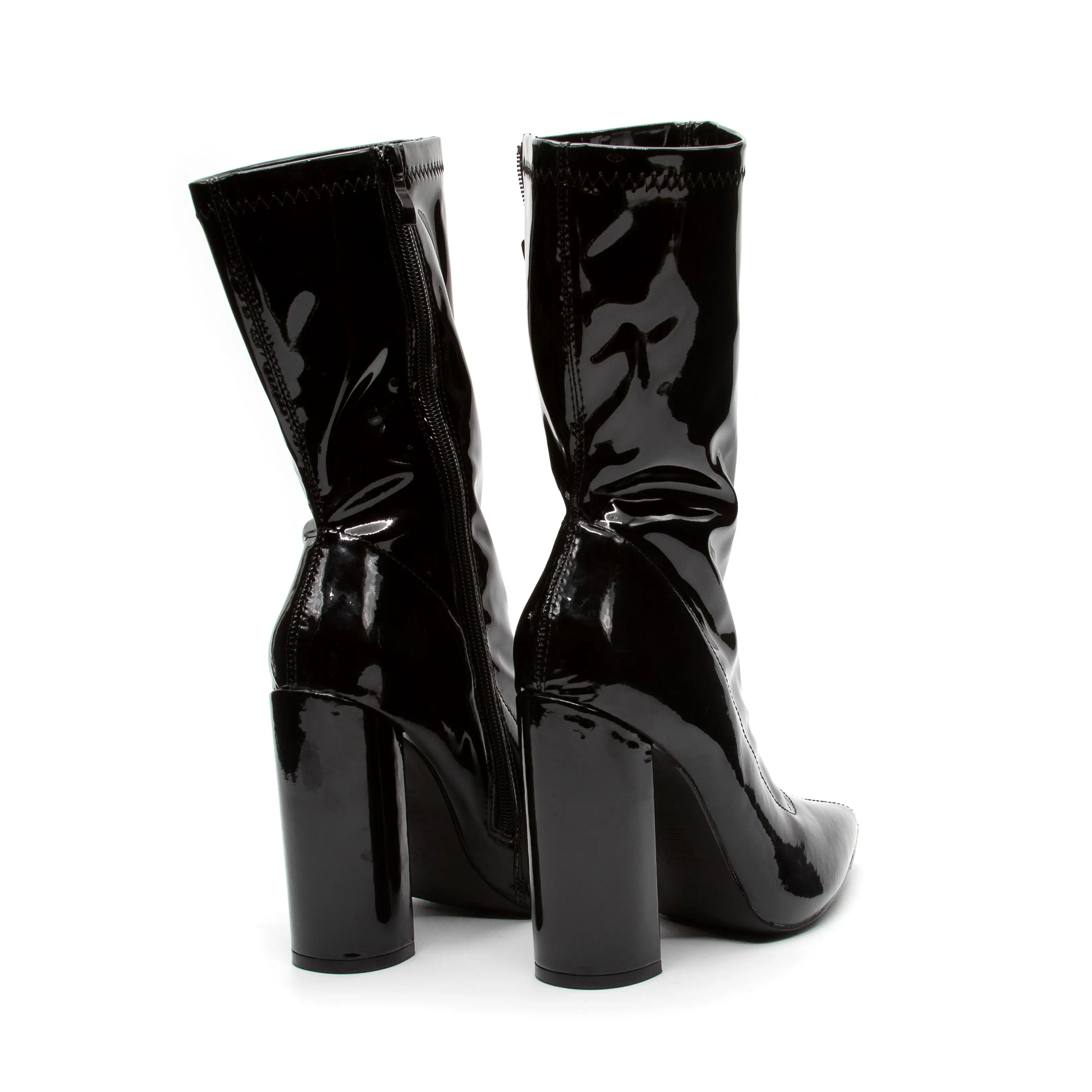 Chunky Patent Side Zipper Boots