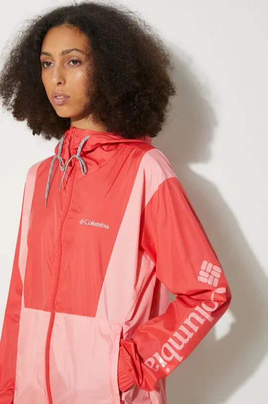 Columbia windbreaker Lily Basin red color