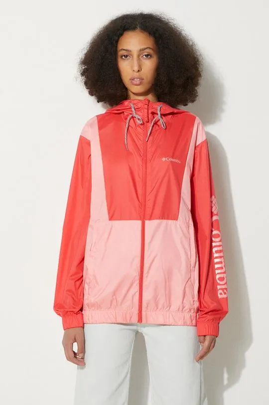 Columbia windbreaker Lily Basin red color