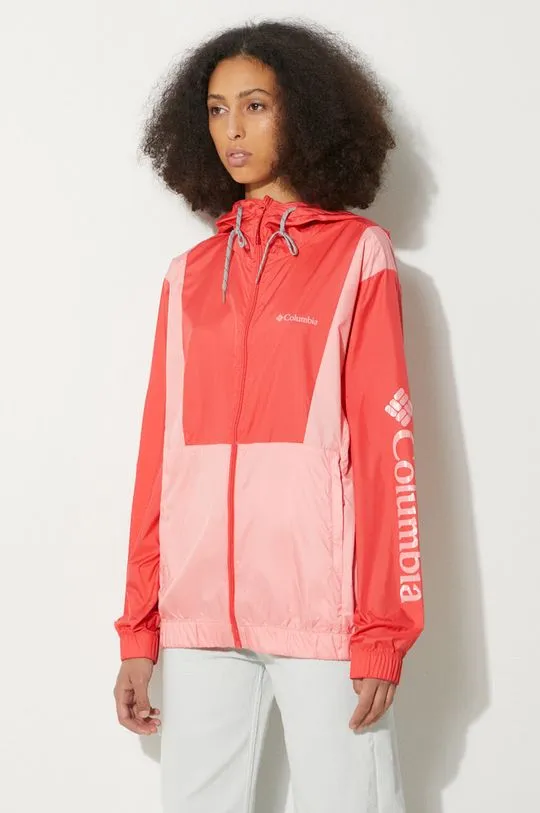 Columbia windbreaker Lily Basin red color