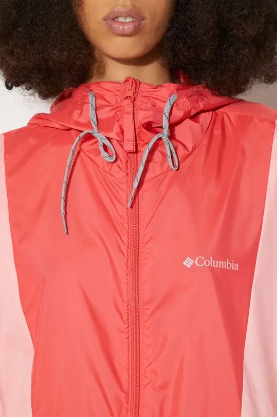 Columbia windbreaker Lily Basin red color