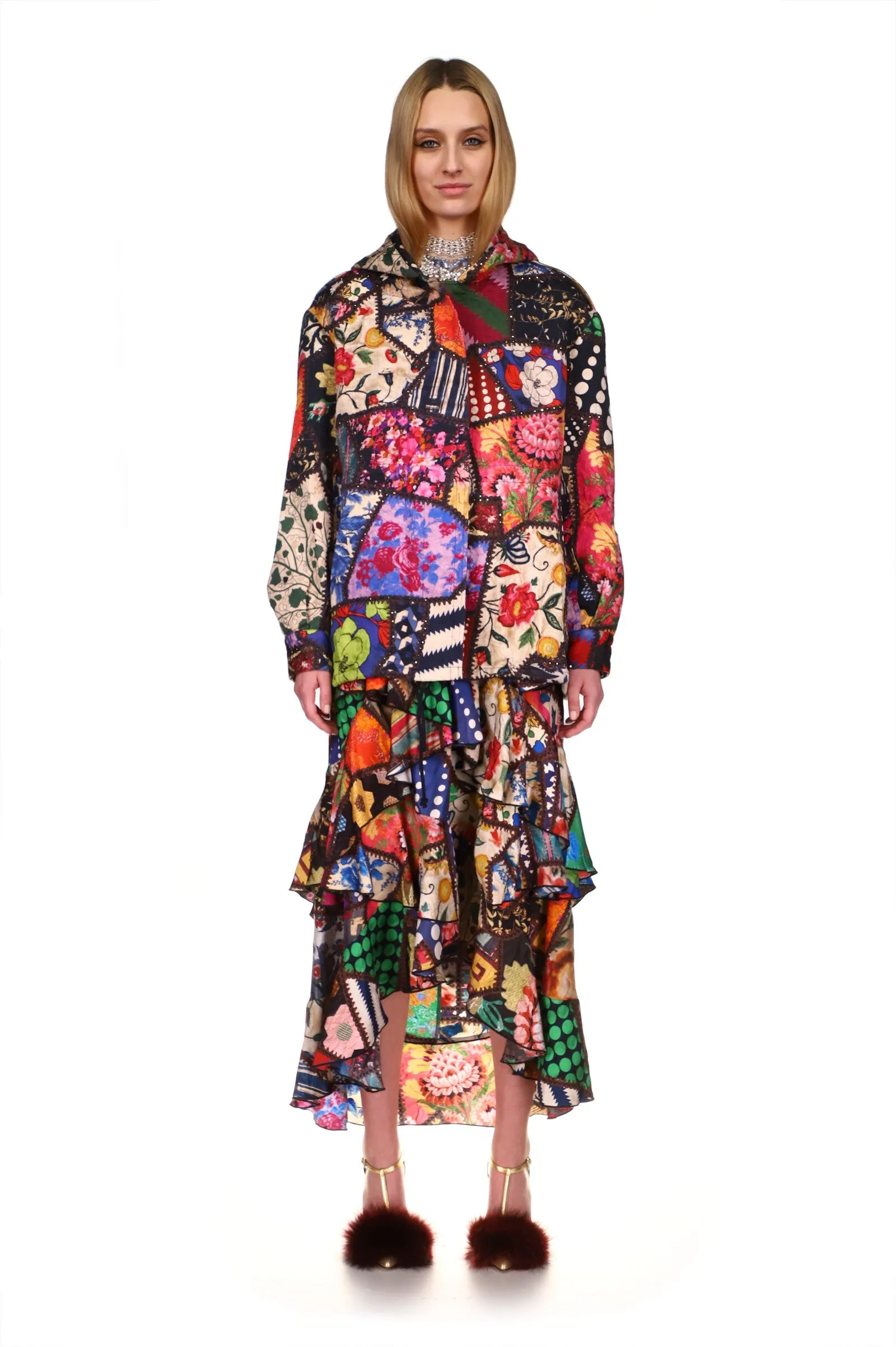 CRYSTAL 'HOTCH POTCH CRAZY QUILT' PARKA