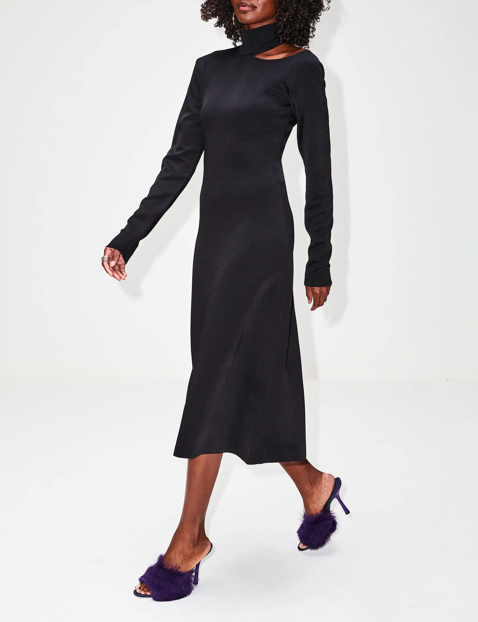 Cut Out Turtleneck Dress