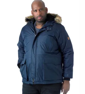 D555 Big Mens Navy Parka Style Jacket With Detachable Fur Trim (LOVETT NAVY)