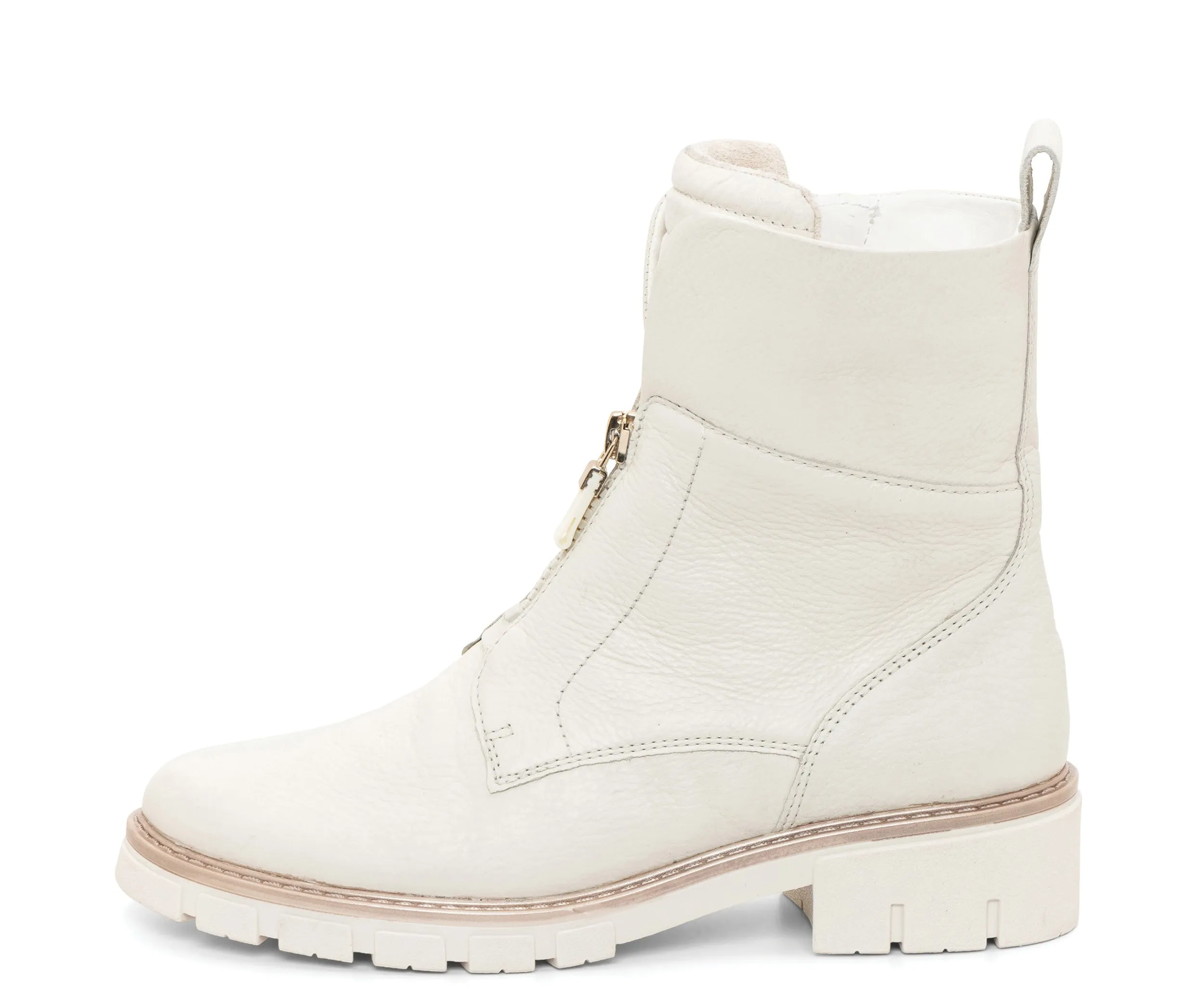 Deon Women's Lug Sole Front & Zip Boot - Cream 09