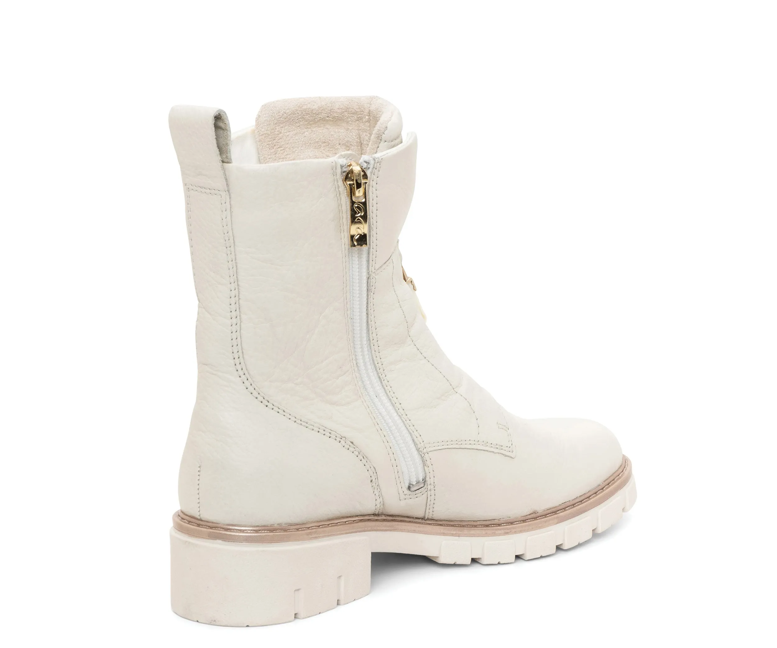 Deon Women's Lug Sole Front & Zip Boot - Cream 09