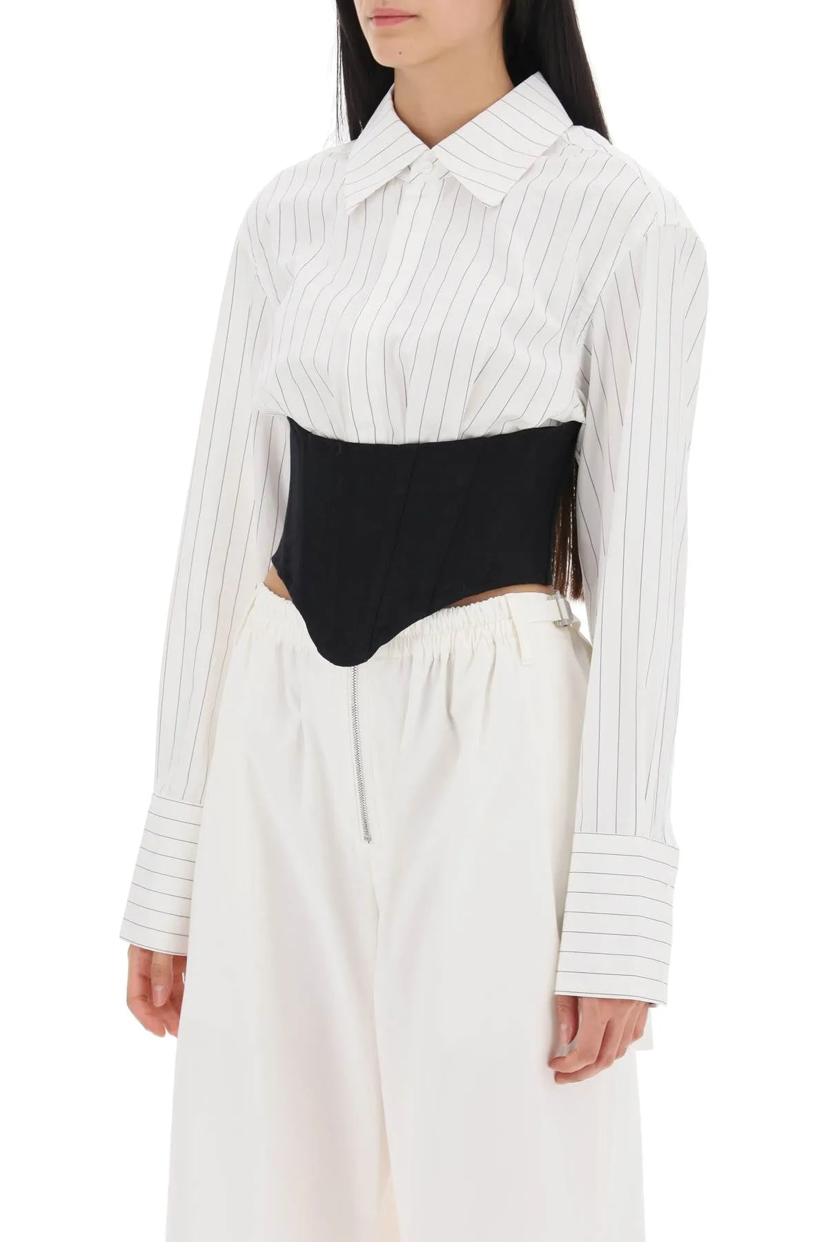 Dion lee cropped shirt with underbust corset A5147F23 WHITE