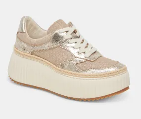 Dolce Vita Dandi Platform Sneakers in Light Gold Woven