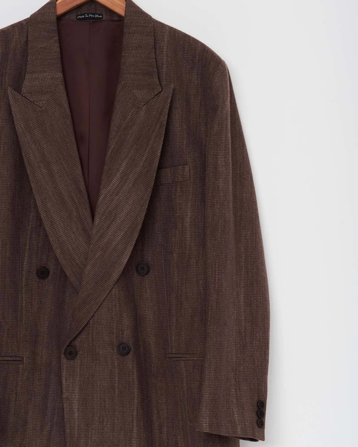 Double Breasted Blazer - Washed Brown Houndstooth