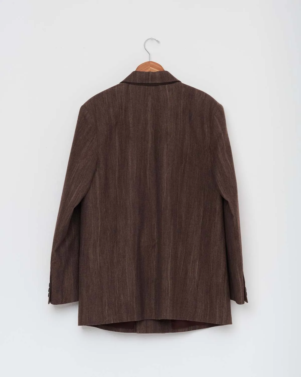 Double Breasted Blazer - Washed Brown Houndstooth